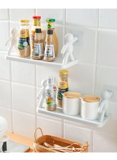 ZCM-HAPPY 3-Piece Small People Simple Wall Mounted Storage Rack Organizer White  - Image 5