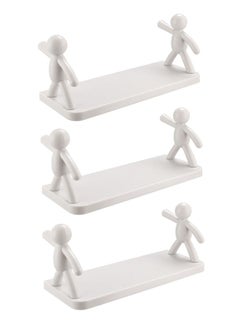 ZCM-HAPPY 3-Piece Small People Simple Wall Mounted Storage Rack Organizer White  - Image 2