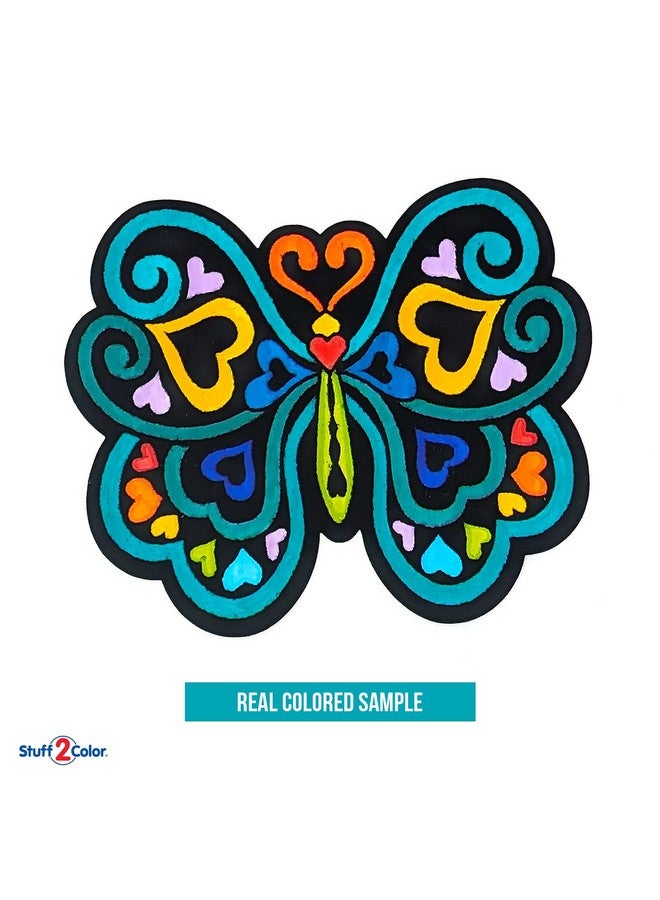 Stuff2Color Color Your Own Velvet Butterflies - 12 Pack - Beautiful Arts and Crafts Coloring Fun for All Ages - Decorate Your Room, Color with Friends, Party Favors and Activities (All Unique Designs) - Image 4