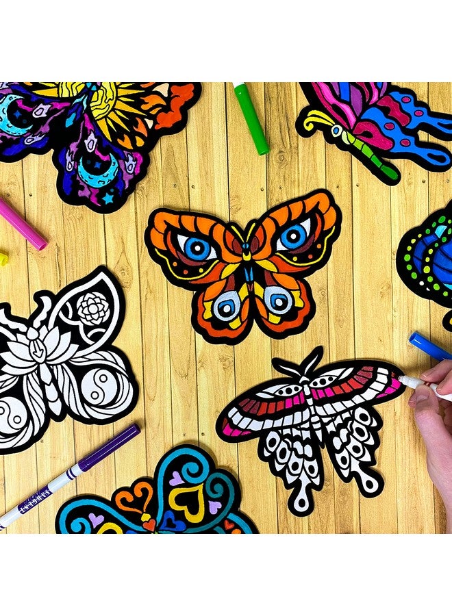 Stuff2Color Color Your Own Velvet Butterflies - 12 Pack - Beautiful Arts and Crafts Coloring Fun for All Ages - Decorate Your Room, Color with Friends, Party Favors and Activities (All Unique Designs) - Image 2