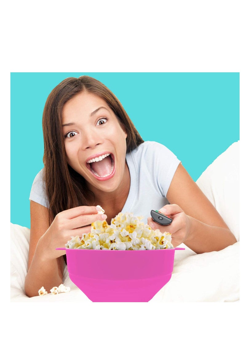 SYOSI Silicone Microwave Popcorn Popper with Lid for Home Microwave Popcorn Makers with Handles Collapsible Popcorn Bowl  - Image 3