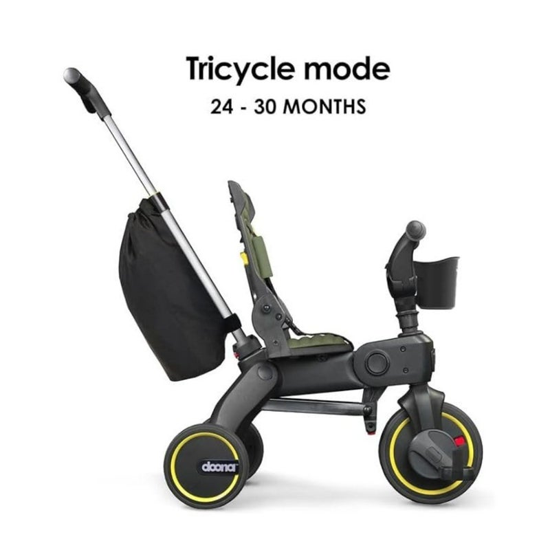 Travel stroller trike: aluminum frame, desert green, ultra-compact fold with dual steering and smooth soft-ride wheels for ultimate portability - Image 3