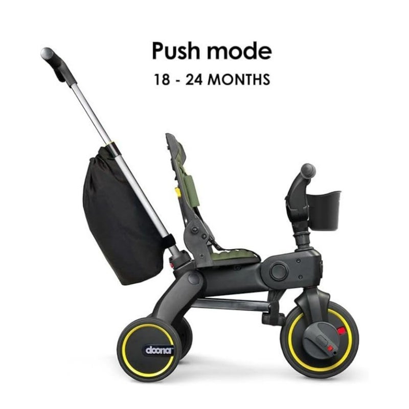 Travel stroller trike: aluminum frame, desert green, ultra-compact fold with dual steering and smooth soft-ride wheels for ultimate portability - Image 2