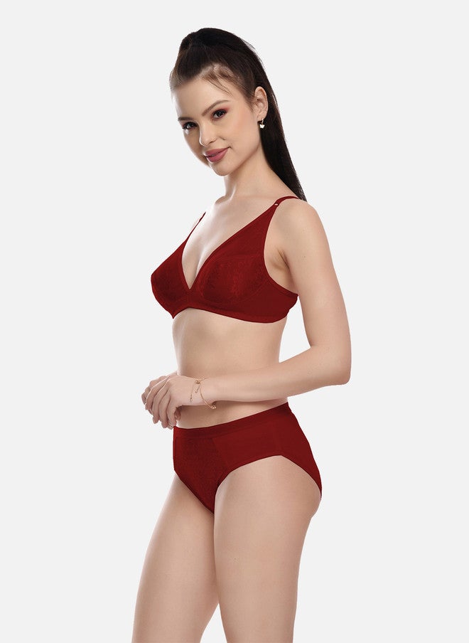 FIMS مجموعة لانجري نسائية مارونية بتصميم ذاتي من FIMS - Image 3