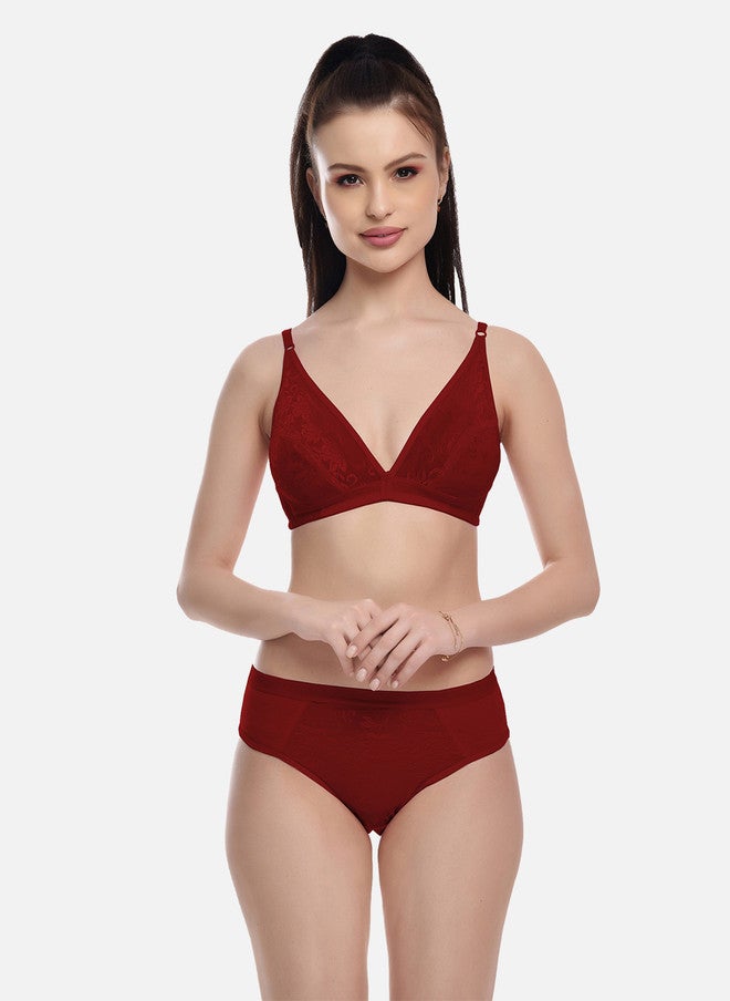 FIMS مجموعة لانجري نسائية مارونية بتصميم ذاتي من FIMS - Image 1