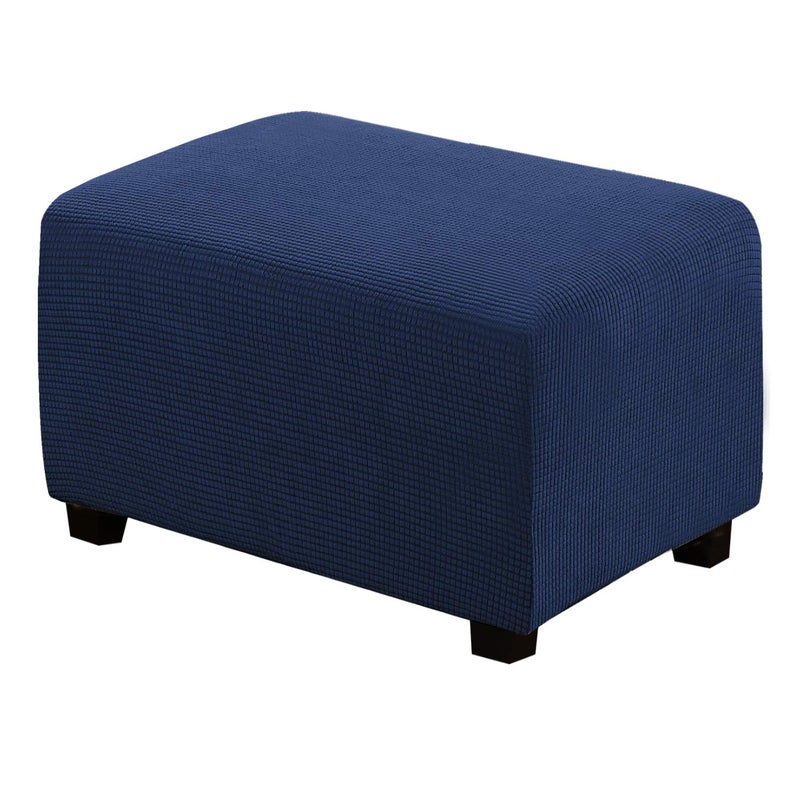 غطاء أوتومان HVERSAILTEX غطاء سليب كوفر مستطيل يناسب طول 2934 غطاء أريكة غطاء مقعد واقي للأقدام غطاء مقعد واقي مميز قماش جاكار سميك ناعم قابل للإزالة والغسل لون كحلي