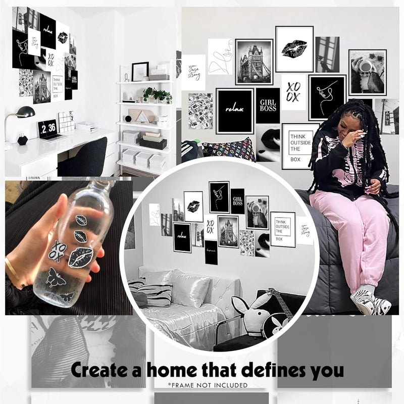 97 Decor Black and White Posters for Room Aesthetic - Black and White Wall Decor, Black and White Room Decor for Teen Girls, Boy Play Bunny Art Prints, Photo Picture Bedroom Decoration (8x10 UNFRAMED) - Image 3
