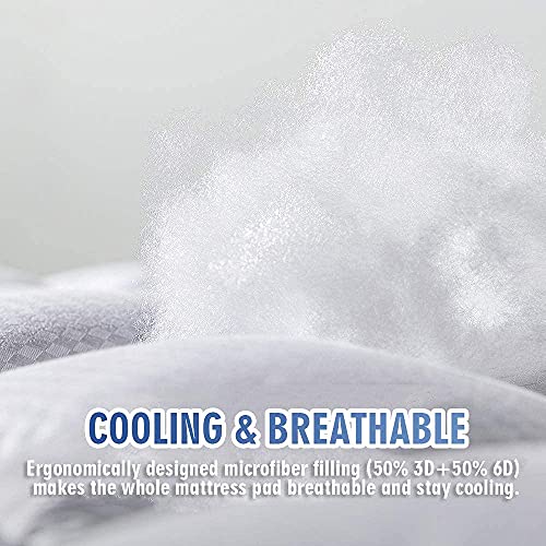 MATBEBY Twin XL Mattress Pad - Cooling Breathable Mattress Topper, Quilted Fitted Mattress Protector, Pillow Top Mattress Cover with 8-21" Deep Pocket, Soft, Machine Washable, White, Twin Extra Long - Image 3
