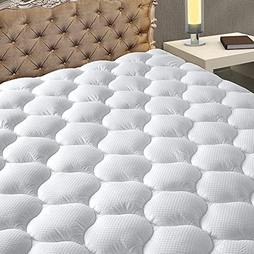MATBEBY Twin XL Mattress Pad - Cooling Breathable Mattress Topper, Quilted Fitted Mattress Protector, Pillow Top Mattress Cover with 8-21" Deep Pocket, Soft, Machine Washable, White, Twin Extra Long - Image 1
