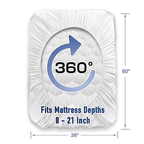 MATBEBY Twin XL Mattress Pad - Cooling Breathable Mattress Topper, Quilted Fitted Mattress Protector, Pillow Top Mattress Cover with 8-21" Deep Pocket, Soft, Machine Washable, White, Twin Extra Long - Image 5