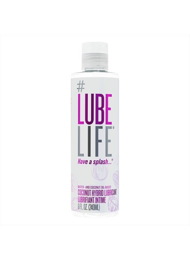 Lube Life Coconut Hybrid Lubricant, Water-Based & Coconut Oil Massage and Lube for Men, Women & Couples, 8 Fl Oz  - Image 1