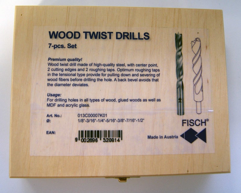 Fisch Brad Point Drill Bit Set – 7 Piece High Speed Steel Double Flute Wood Drill Bit Set, 1/8" to 1/2", FSF-320814, Made in Austria - Image 2