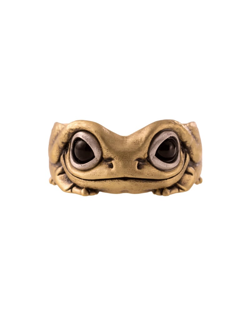 Brass Oxidized Silver Tree Frog Ring 925 Sterling Silver Open Ring Gift For Women Men - Image 2
