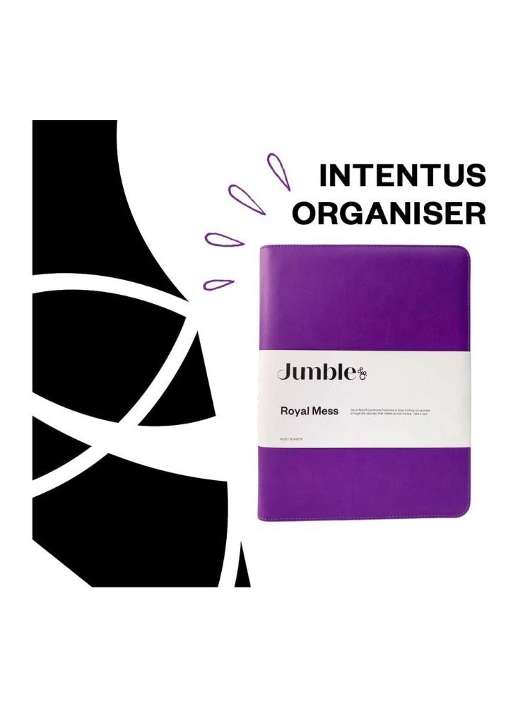 Jumble & Co Intentus A4 Conference Folder Organizer with Ruled Refill Pad Royal Mess Purple