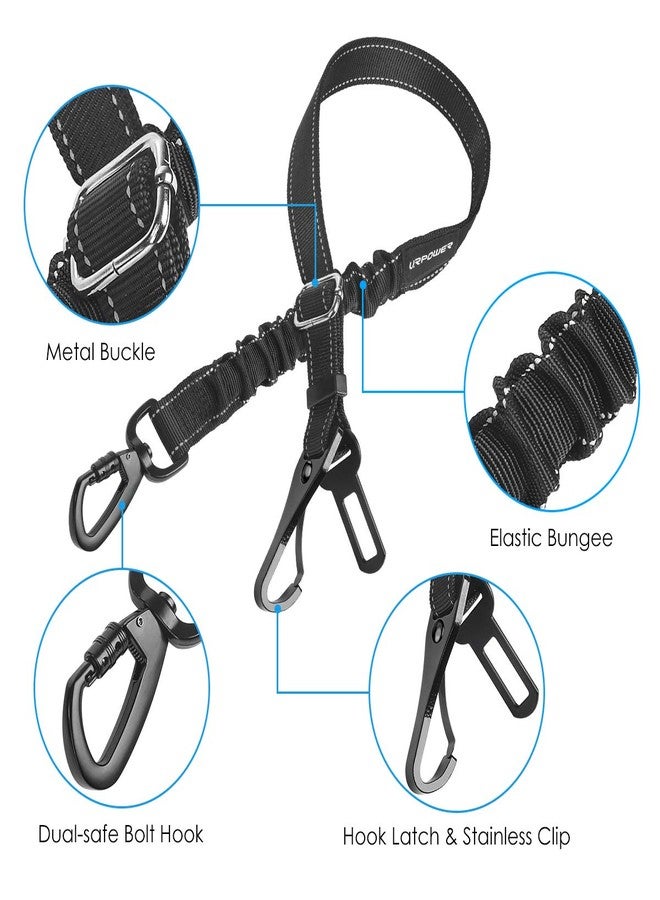 UR باور حزام أمان للكلاب من يو آر باور 3 في 1 للسيارة، عبوة من قطعتين، حزام أمان مرن قابل للتعديل للكلاب مع مشبك حزام الأمان وخطاف قفل، عاكس للضوء وقابل للدوران 360 درجة، حزام أمان متين للحيوانات الأليفة من الكلاب والقطط - Image 3