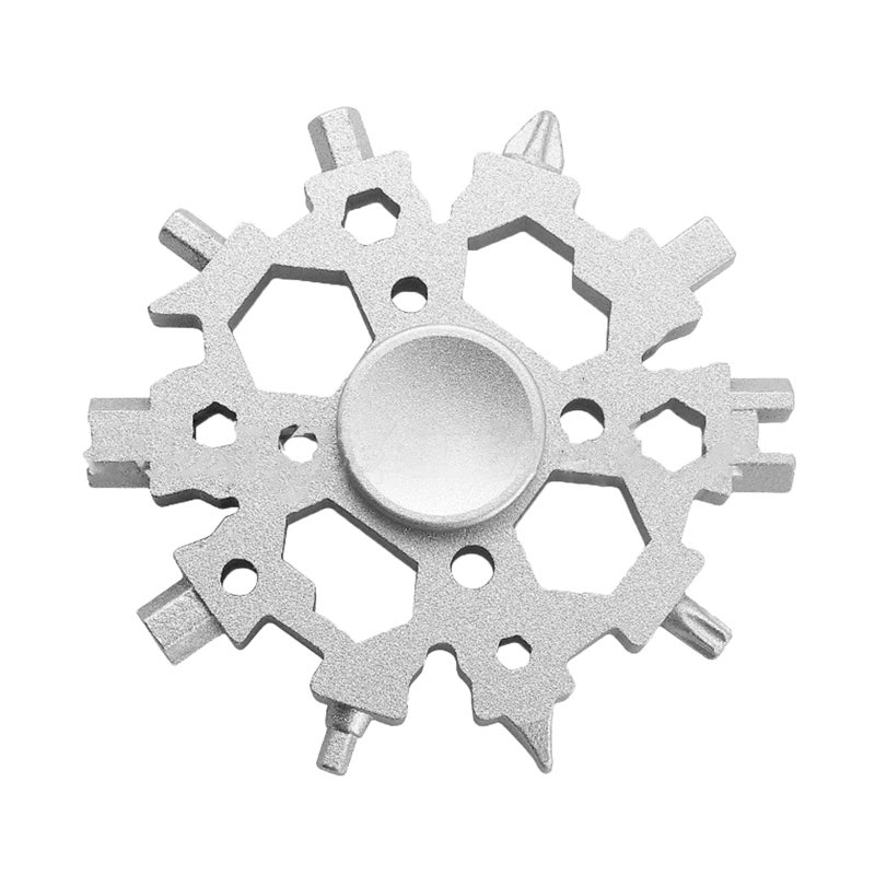 Snowflake Multi-Tool 23-In-1 Carbon Steel Fidget Spinner - Rust-Resistant Pentagonal Wrench for Outdoor Edc Enthusiasts, Bikers And Daily Use - Image 1