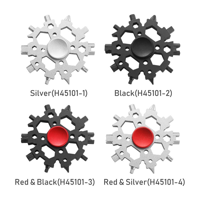 Snowflake Multi-Tool 23-In-1 Carbon Steel Fidget Spinner - Rust-Resistant Pentagonal Wrench for Outdoor Edc Enthusiasts, Bikers And Daily Use - Image 2