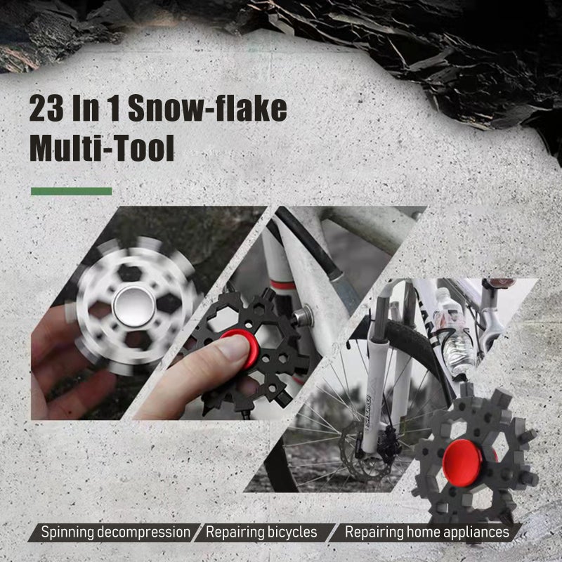 Snowflake Multi-Tool 23-In-1 Carbon Steel Fidget Spinner - Rust-Resistant Pentagonal Wrench for Outdoor Edc Enthusiasts, Bikers And Daily Use - Image 4