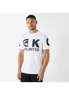 Ecko Unltd Typographic Print Crew Neck T-shirt with Short Sleeves