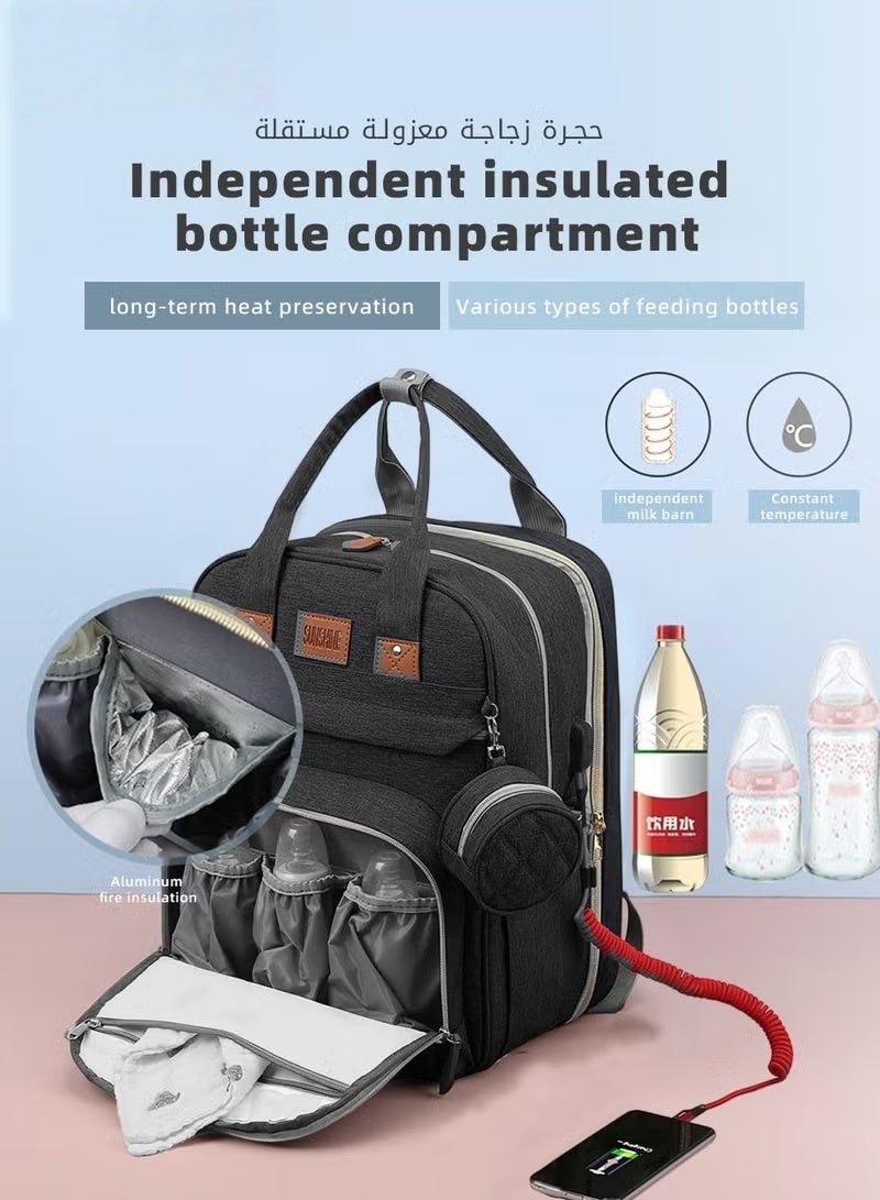 HOOKOR Baby Diaper Bag Backpack, Multifunction Diapers Changing Station for Boys Girls Outdoor and Travel, Infant Shower Gifts, Large Capacity, 900d Oxford, USB Port - Image 5