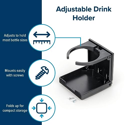 Camco Camper/RV Drink Holder - Features Adjustable Space-Saving Design & Holds Almost Any Size Mug, Cup, Bottle or Can - Extra Cup Holder for Cars, Trucks, RVs, Vans, Boats, and More - Black (44044) - Image 3