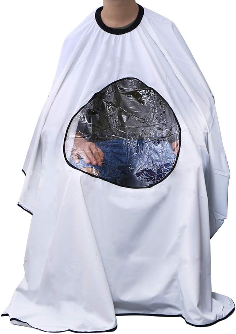 ULTNICE Salon Home Barbers Hairdressing Cape Gown with Viewing Window for Hair Cutting 62.9 * 57"(White) - Image 1