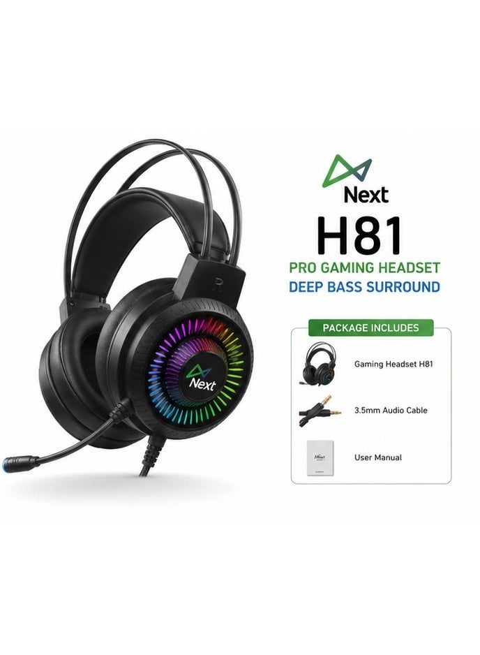 Next H81 Pro Gaming Headset with Deep Bass Surround - Image 1
