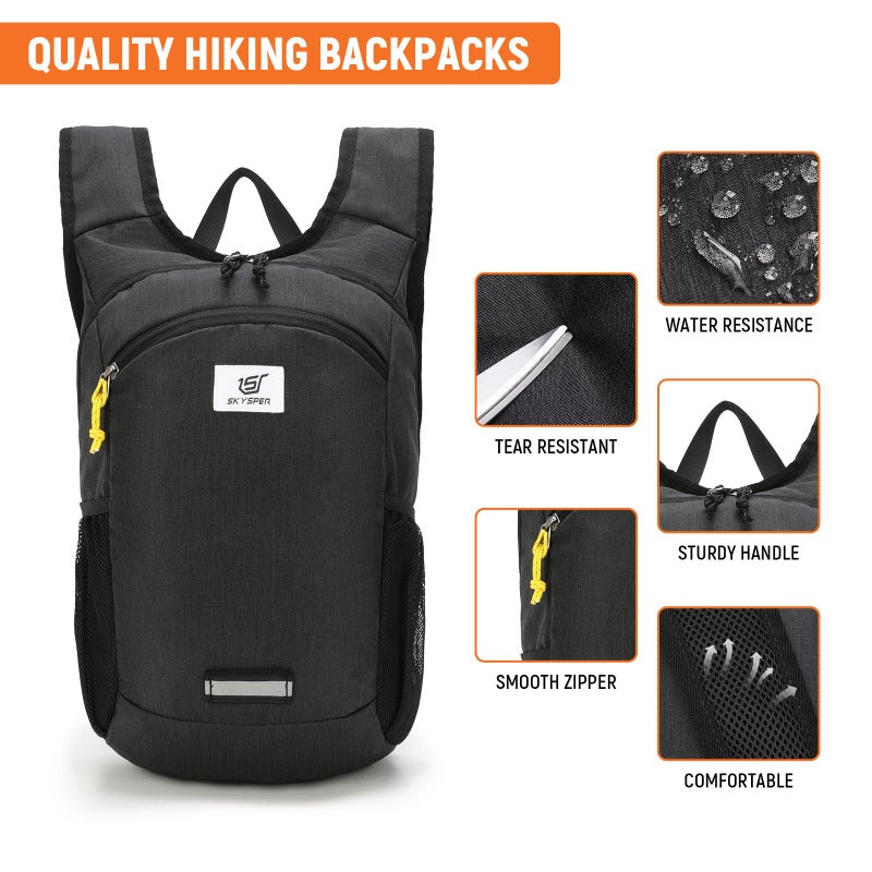 SKYSPER 10L Hiking Backpack, Foldable & Packable Lightweight Daypack for Travel, Collapsible Small Compact Hiking Backpack for Women & Men, Black - Image 4