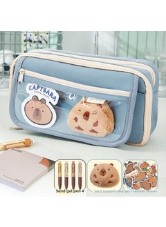 Generic New capabala pencil case female primary school student girl High-looking large capacity stationery box junior high school student children Girl[Dolphin door forever] 9-layer blue pencil case +5 stickers +1 brooch +4 gel pens [Dolphin door forever] 9-layer blue pencil case +5 stickers +1 brooch +4 gel pens 