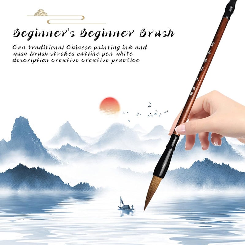 HSOKEW Chinese Calligraphy Brushes Set, 15Pcs Chinese Writing Brushes with Bamboo Pen Holder Chinese Painting Ink Brushes Japanese Sumi Drawing Brush Watercolor Writing Brushes for Art Ceramic Ink Painting - Image 4