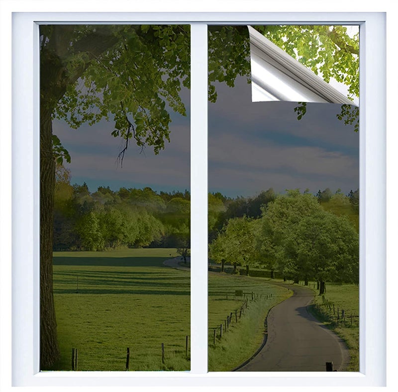 Sun Bird Window Film Privacy One-Way Mirror Window Tint for Home Sun UV Blocking Heat Control Daytime Privacy Solar Film Static Cling for Residential Office (20Inch X 48Inch, Light Black) - Image 1
