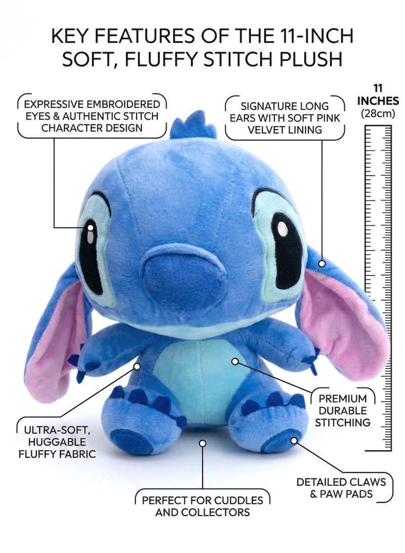 REZZOSS Plush Toy Stitch Soft Doll 11 Inch – Fluffy Blue Alien Stuffed Animal for Kids | Cute Lilo & Stitch Character Doll with Big Ears | Soft Cuddly Bedtime Pillow Buddy | Best Birthday Gift for Boys & Girls - Image 3