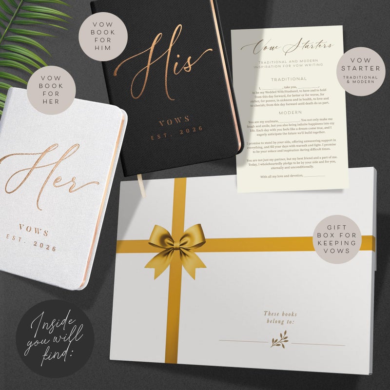 ARTESORI Personalized 2026 Vow Books His & Hers - White & Black Linen Wedding Vow Books Ideal as Accessories for Brides & Grooms, His & Hers Gifts - Wedding Registry Must Haves 2026 & Elopement Essentials - Image 2