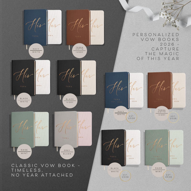 ARTESORI Personalized 2026 Vow Books His & Hers - White & Black Linen Wedding Vow Books Ideal as Accessories for Brides & Grooms, His & Hers Gifts - Wedding Registry Must Haves 2026 & Elopement Essentials - Image 3