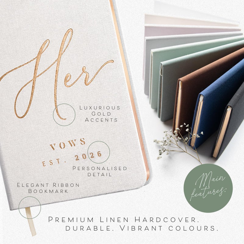 ARTESORI Personalized 2026 Vow Books His & Hers - White & Black Linen Wedding Vow Books Ideal as Accessories for Brides & Grooms, His & Hers Gifts - Wedding Registry Must Haves 2026 & Elopement Essentials - Image 4