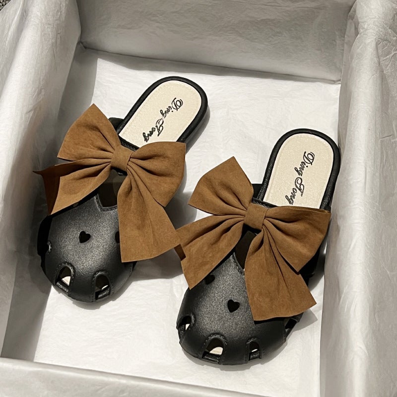 Womens Summer Slippers Fashion Soft Sole Bow (rice White)  - Image 2