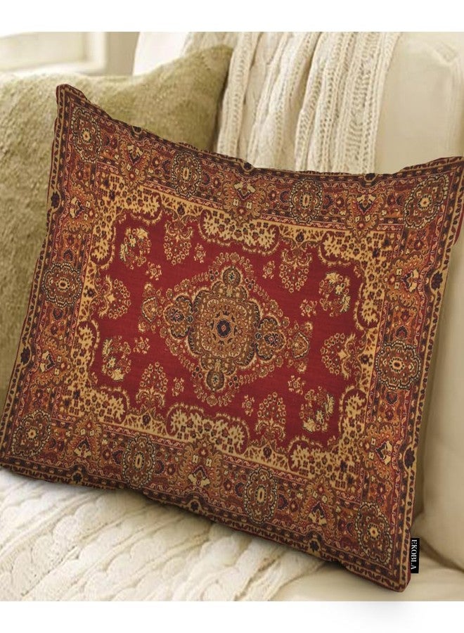 EKOBLA Oriental Persian Carpet Pattern Lumber Decorative Throw Cushion Cover Antique Print Linen Lumber Decorative Throw Cushion Cover Pillowcases for Bed Sofa Oblong Rectangle 12x20 Inches, Red - Image 2