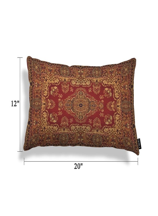 EKOBLA Oriental Persian Carpet Pattern Lumber Decorative Throw Cushion Cover Antique Print Linen Lumber Decorative Throw Cushion Cover Pillowcases for Bed Sofa Oblong Rectangle 12x20 Inches, Red - Image 5