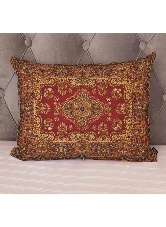 EKOBLA Oriental Persian Carpet Pattern Lumber Decorative Throw Cushion Cover Antique Print Linen Lumber Decorative Throw Cushion Cover Pillowcases for Bed Sofa Oblong Rectangle 12x20 Inches, Red - Image 4