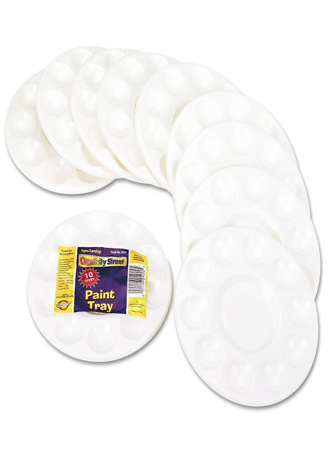 Creativity Street Chenille Kraft 5924 Round Plastic Paint Trays for Classroom, White, 10/Pack - Image 3