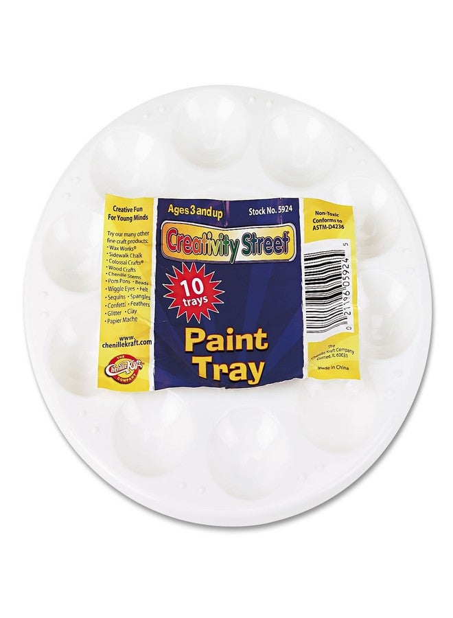 Creativity Street Chenille Kraft 5924 Round Plastic Paint Trays for Classroom, White, 10/Pack - Image 4