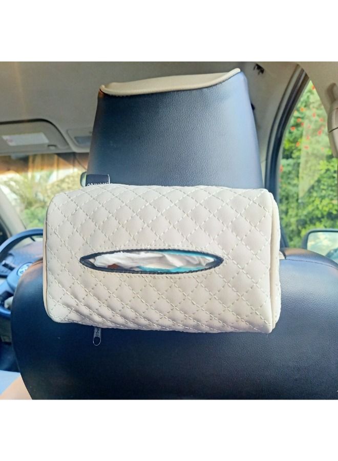 Generic Car Leather Tissue Holder Beige - Image 3