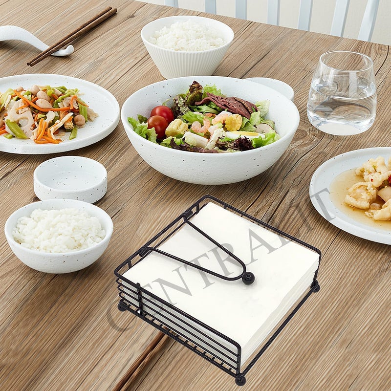 CentraLit حامل المناديل لطاولة الطعام - شكل مربع مع ذراع مثقل - حامل مناديل ورقية حديث للمطبخ، المطعم، المزرعة، ذهبي - زينة ديوالي - أدوات المائدة الفندقية (أسود) - Image 2