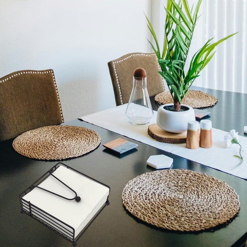 CentraLit حامل المناديل لطاولة الطعام - شكل مربع مع ذراع مثقل - حامل مناديل ورقية حديث للمطبخ، المطعم، المزرعة، ذهبي - زينة ديوالي - أدوات المائدة الفندقية (أسود) - Image 5