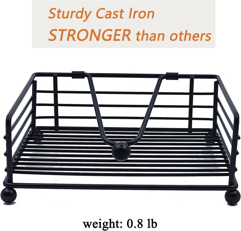 CentraLit حامل المناديل لطاولة الطعام - شكل مربع مع ذراع مثقل - حامل مناديل ورقية حديث للمطبخ، المطعم، المزرعة، ذهبي - زينة ديوالي - أدوات المائدة الفندقية (أسود) - Image 3