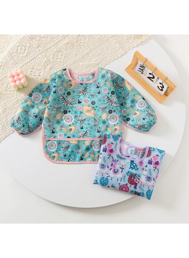 ElecMotive ElecMotive 3 Pack Long Sleeve Bib, Baby Smock for Eating 6-30 Months Reusable Shirt Bibs for Babies Toddler  - Image 2