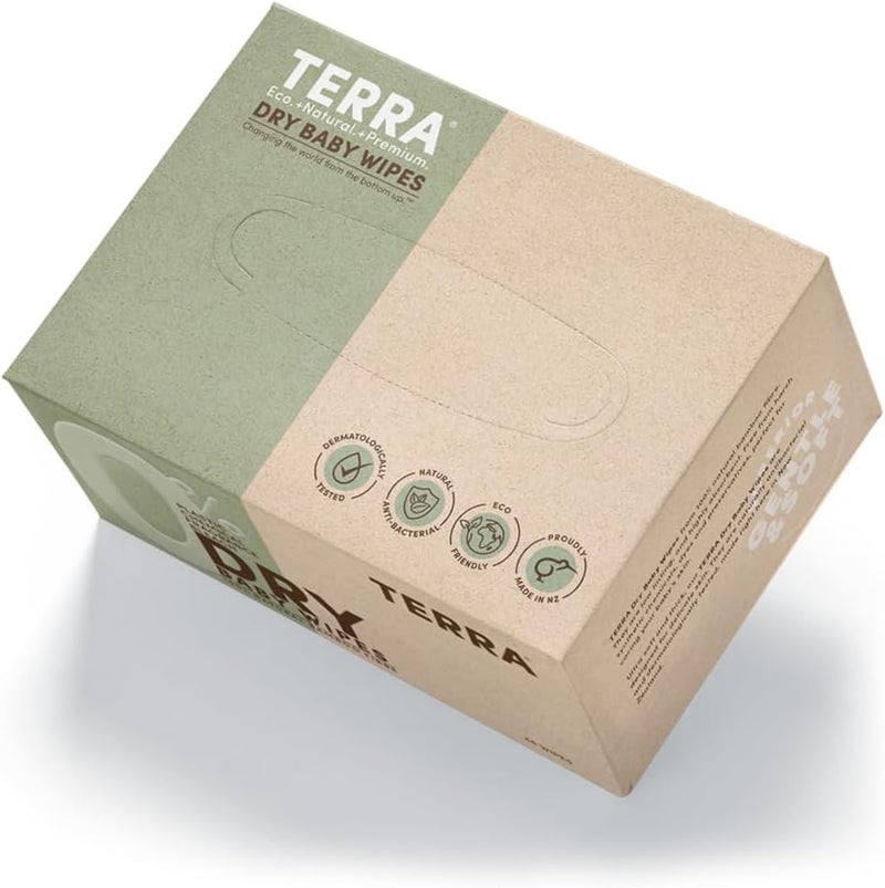Terra Bamboo Dry Baby Wipes Biodegradable Bamboo Fiber Wipes Unscented Sensitive Skin 1 Pack of 48 - Image 1