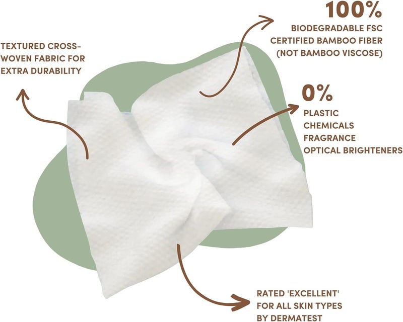 Terra Bamboo Dry Baby Wipes Biodegradable Bamboo Fiber Wipes Unscented Sensitive Skin 1 Pack of 48 - Image 2