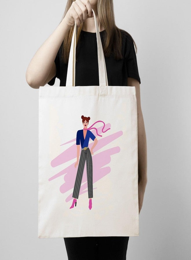 ARTBUG Tote Bag for Women with zip, Aesthetic Canvas tote bag for college girls, office, stylish and reusable - Girl - D No - 037 - Image 3
