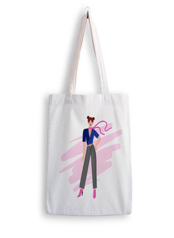 ARTBUG Tote Bag for Women with zip, Aesthetic Canvas tote bag for college girls, office, stylish and reusable - Girl - D No - 037 - Image 1